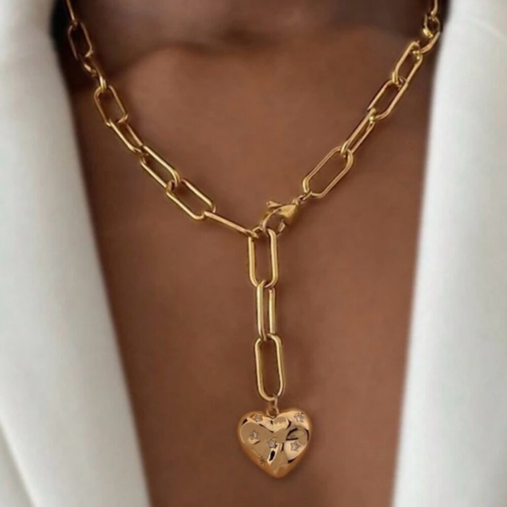 18k Gold Filled Heart Pendant Chain Necklace